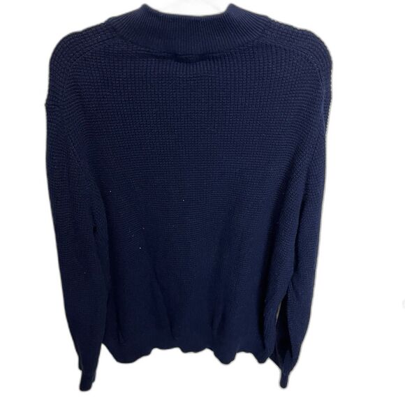 LL Bean Mens XXL Blue Cotton Cashmere Blend Quarter Zip Pullover Sweater Grandpa - Picture 4 of 5